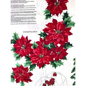 Christmas Greenery Poinsettia Fabric Panel Sweatshirts Holiday Craft Sewing